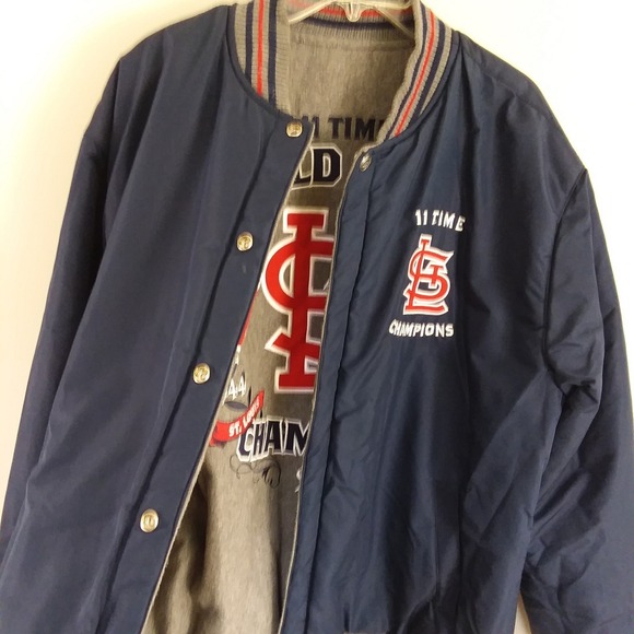 St. Louis Cardinals MLB Reversible Melton Jacket XL JH Design Heathered Gray‎ - Picture 15 of 16